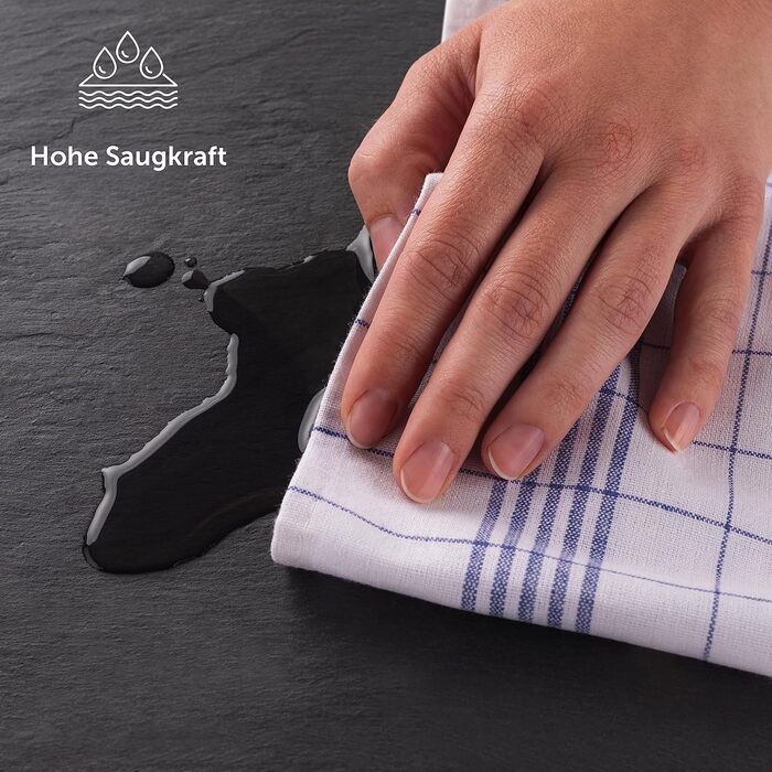 Набір кухонних рушників преміум-класу Blumtal з 10 предметів - Високоякісні кухонні рушники, 100 бавовна, синій у клітинку, 50x70 см, 10 предметів, синій