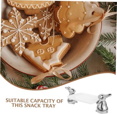 Керамічний піднос з милим кроликом срібний VICASKY