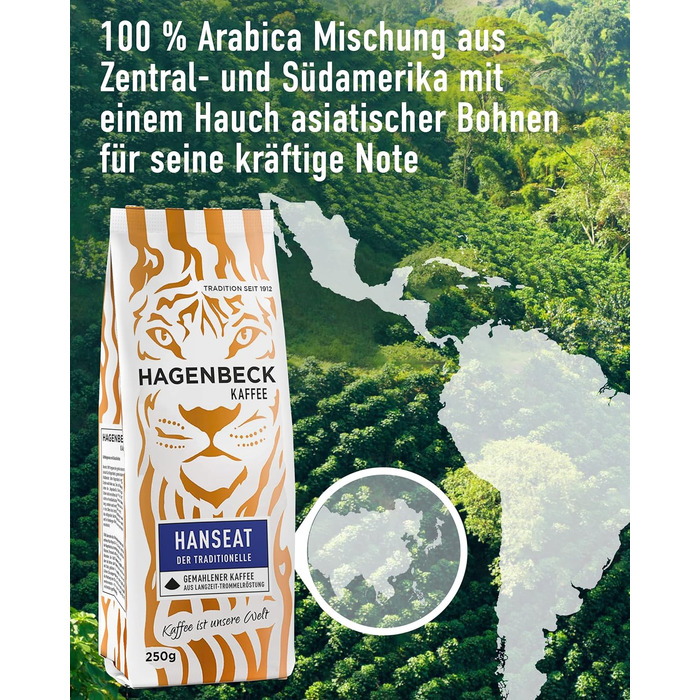 Кава - Кав&39ярня - Смажена кава - Мелені кавові зерна - 250 г - 100 арабіка - Ароматна - Традиційна кавова суміш (Hanseat, 250 г (1 упаковка))