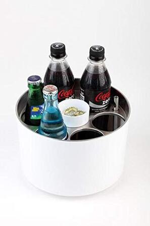 Конференц-охладитель APS, охладитель бутылок, охладитель для бутылок, настольный охладитель на 6 бутылок, включая пакет со льдом, открывалку для бутылок, чашу для крышки от короны, Ø 6,7 см для бутылок 0,25-0,5 л (белый, в комплекте со столом для мусора)