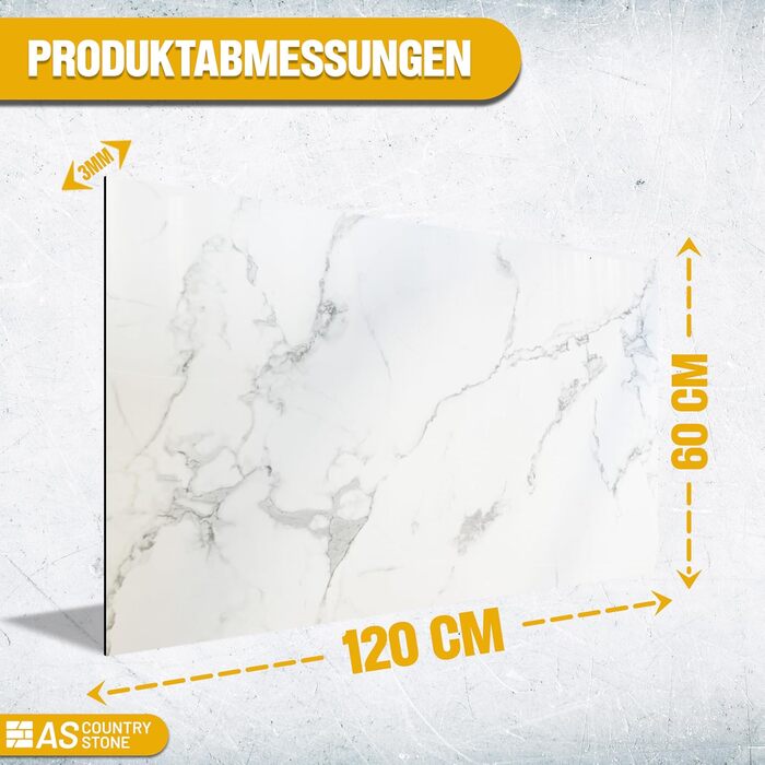 Стінові панелі AS Country Stone під мармур 60x120 см ПВХ-облицювання стіни з пластикових панелей для кухні, ванної кімнати тощо Панель кухонного фартуха (4 шт., Токіо)