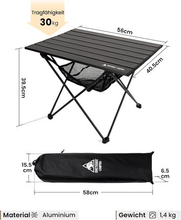 Складной алюминиевый стол для кемпинга 56x40,5x39,5 см OneTigris