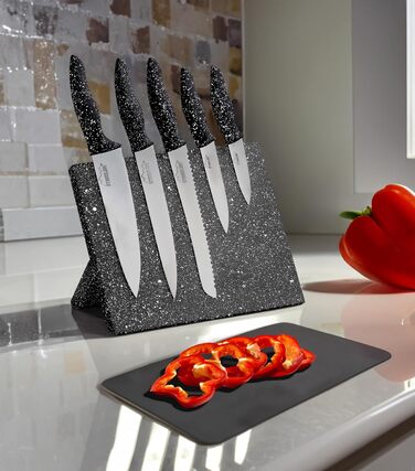 Магнитный ножевой блок с набором из 5 ножей STONELINE