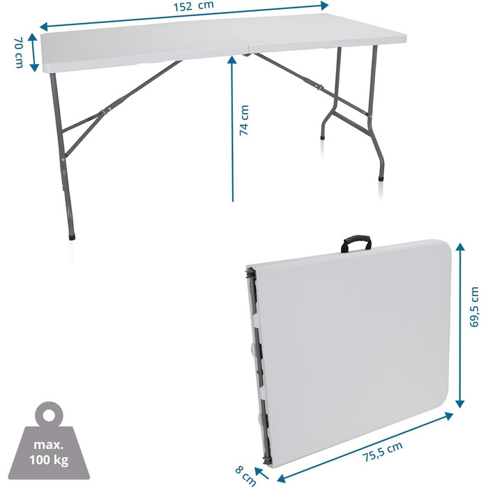 Складаний кемпінговий стіл 152x70х74 см hjh OFFICE