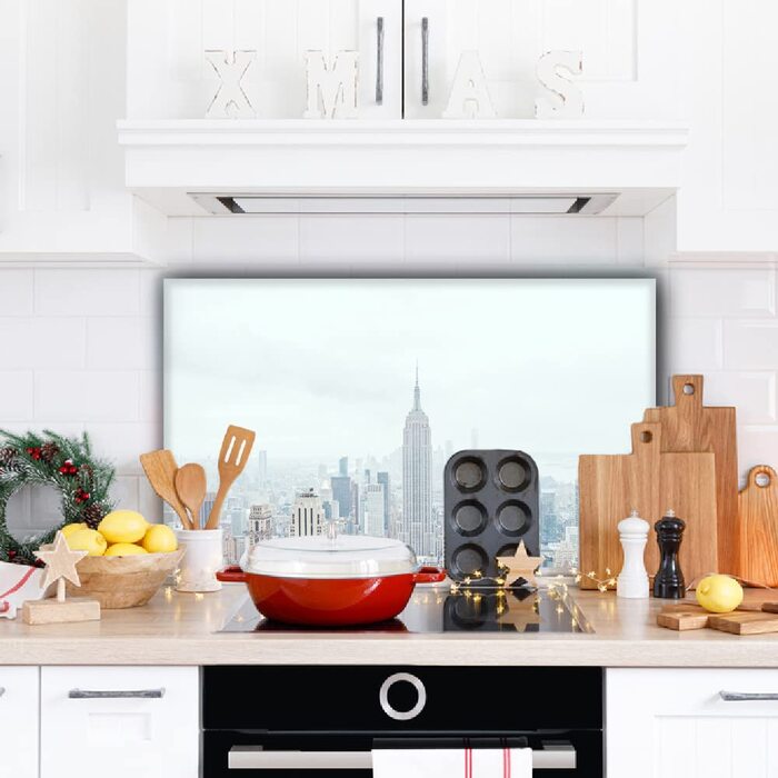 Дизайнерський кухонний фартух з алюмінієвого композиту, кухонний фартух, товщина 3 мм, 60x100 см, (Big City Bright)