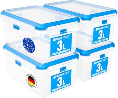 Набір з 4 контейнерів для зберігання продуктів 3 л з кришками ATHLON TOOLS