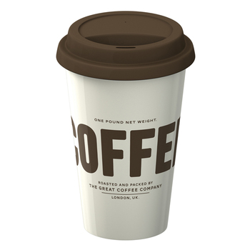 Кружка дорожная CreativeTops Coffee, с крышкой, фарфор, 350 мл