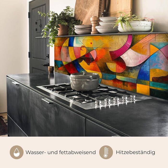 Кухонний фартух 60x80 см Самоклеючий настінний захисний екран для кухні Кухонний фартух Кухонні фасади Кухонні фартухи Кухонна стіна Вода - Пейзаж - (Мистецтво - Абстрактне, 60 x 200 см)