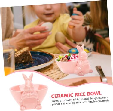 Керамическая миска с кроликом розовый HOLIDYOYO