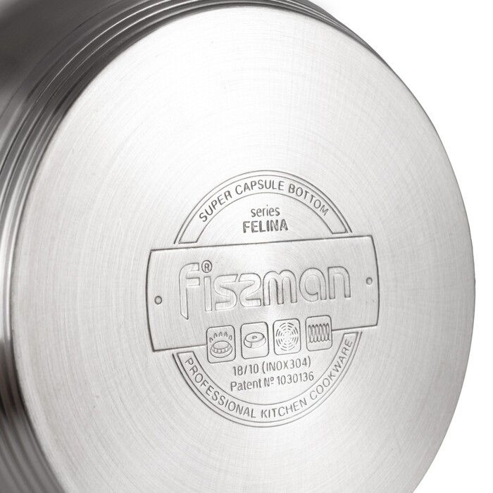 Каструля Fissman FELINA 18x11,5 см / 2,9 л. зі скляною кришкою нержавеющая сталь (5346)