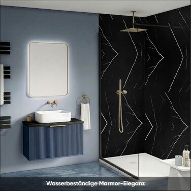 Стінові панелі IZODEKOR під мармур 60x120 см Панель для кухонного фартуха ПВХ-облицювання стін для кухні, ванної кімнати Бризкозахисний екран для кухні Водонепроникний та термостійкий ( панель, чорна блискавка)