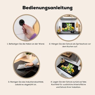 Фартух для плити, кухонний фартух, вініл, 78x52 см, декор для кухні, облицювання стіни, кришка для плити - сіро-чорна (вода-скло, 52Д x 71Ш см)