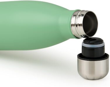 Пляшка для води Blumtal з нержавіючої сталі - Герметична ізольована пляшка - Пляшка для води без бісфенолу А для гарячих та холодних напоїв - Двостінна ізольована пляшка - Ізоляційна пляшка, стійка до іржі, дерево/срібло (08 - Літній зелений - Зелений, 10