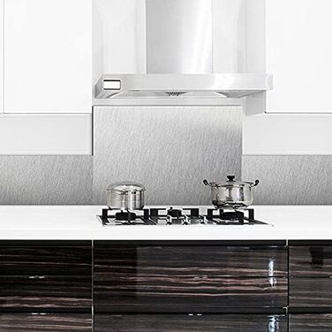 Алюмінієвий кухонний фартух, виготовлений в Італії, захищає плиту та стіну, миється та легко встановлюється, металевий фартух, 48 x 72 см (48x72, матовий)