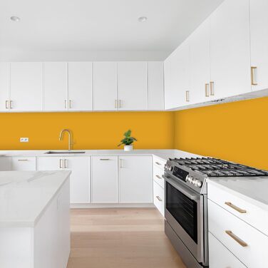 Кухонний фартух 60x250 см, самоклеючий фартух, кухонний фартух, кухонний фасад, самоклеючі кухонні фартухи - Осінь (Охристо-жовтий - Однотонний, 60 x 500 см)