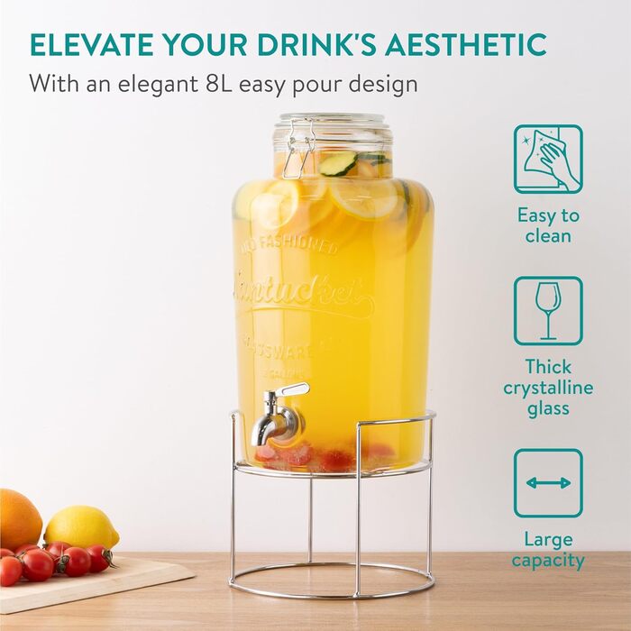 Диспенсер для напитков с металлической подставкой 8 л Navaris