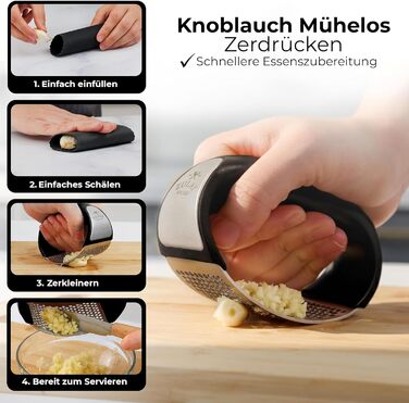 Кухонный пресс для чеснока с мягкой черной ручкой Zulay Kitchen