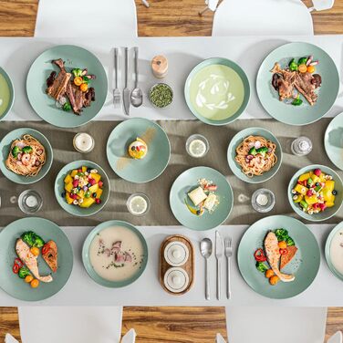 Столовый сервиз из керамогранита, комбинированный сервиз vancasso из фаянса из 32 предметов, набор посуды в винтажном стиле на 4-12 человек (Sabine-tq, посуда на 8 человек)