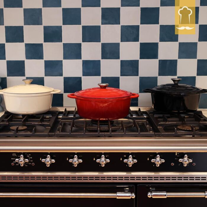 Чавунна жаровня 3,5 л з кришкою 24 см, чорна Chefarone