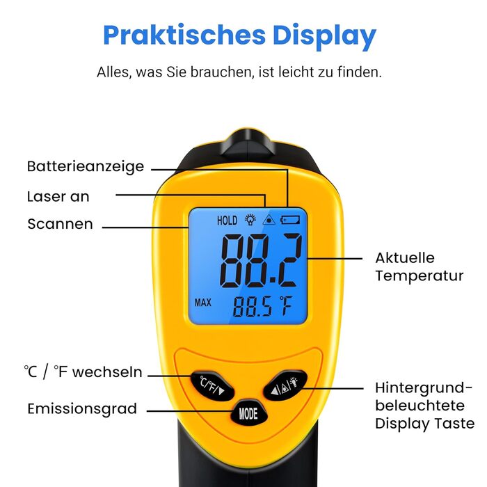 Инфракрасный термометр от 50 до 610 C Etekcity