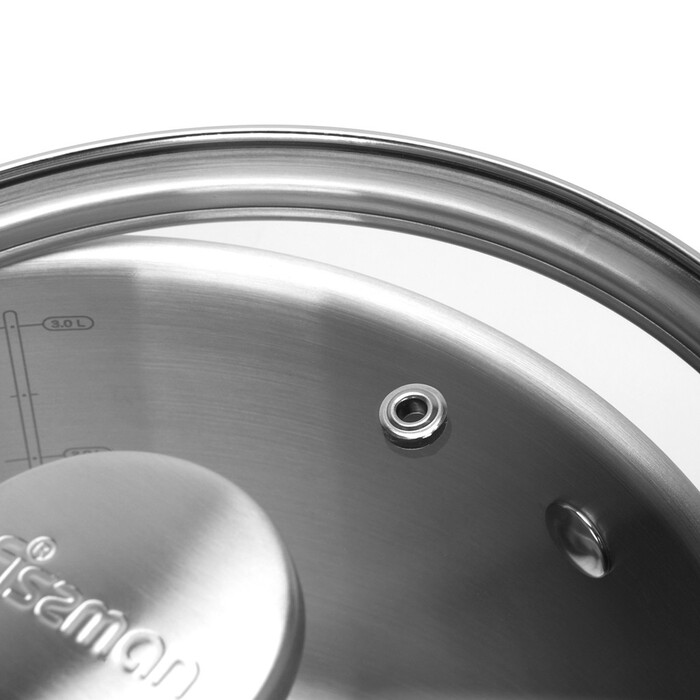 Каструля Fissman MASTER CHEF 20x11 см / 3,1 л зі скляною кришкою нержавіюча сталь (15096)