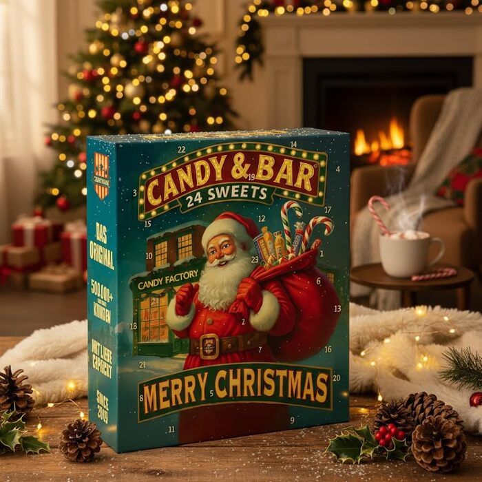 Різдвяний адвент-календар 2025 з 24 американськими солодощами Candy & Bar
