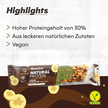 Протеїнові батончики Natural Protein, 24 x 40 г Банан-шоколад Powerbar