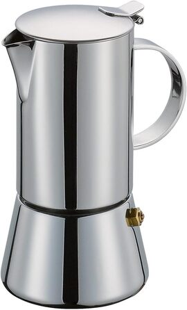 Кавоварка еспресо Cilio AIDA Підходить для всіх типів плит, включаючи індукційні Ø 9 см, В 17,5 см Італійська кавоварка Кафетера Машина мокко (полірована нержавіюча сталь, 4 чашки)