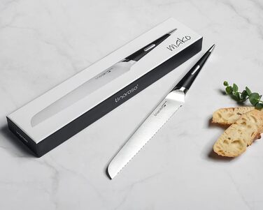 Ніж Santoku Кухонний ніж Гострий ніж для м'яса, професійно викуваний з імпортної високовуглецевої нержавіючої сталі з красивим магнітним тримачем для ножа - Meteorite (8-дюймовий ніж для хліба), 7