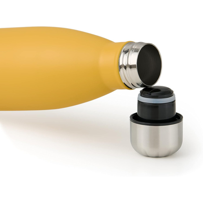 Пляшка для води Blumtal з нержавіючої сталі - Герметична ізольована пляшка - Пляшка для води без бісфенолу А для гарячого та холодного використання - Двостінна ізольована пляшка - Ізоляційна пляшка, стійка до іржі, дерево/срібло (12 - Гостра гірчиця - Жов