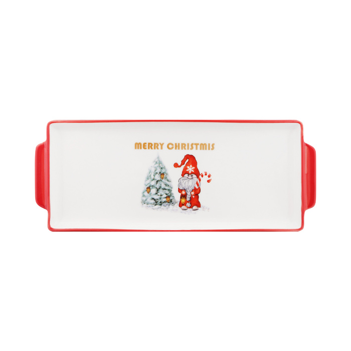Блюдо Ardesto Christmas Gnomes, 30х12см, фарфор, прямоугольная