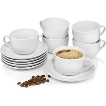 ПЕВЕЦ Столовый сервиз Нью Портвейн белый, набор фарфоровой посуды на 86 предметов на 12 персон, комплектация, набор тарелок белого цвета (набор кофейных чашек 12 шт.)
