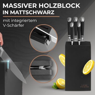 Набор 6 предметов кухонных ножей с деревянным блоком S-Home Unlimited