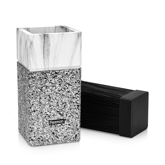 Підставка для кухонних ножів та ножиць Fissman 11x11x23см колір МАРМУР пластик (12875)