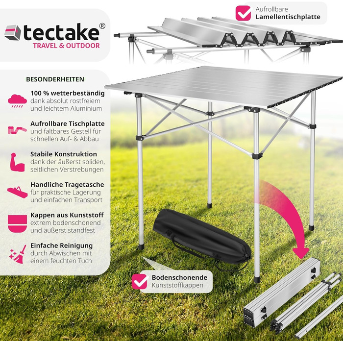 Кемпинговый стол 70 x 70 x 70 см tectake