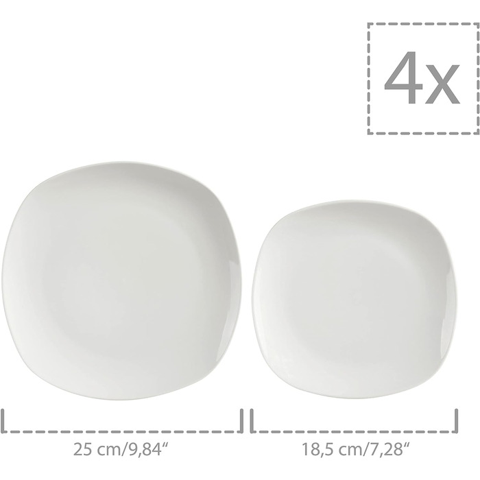 СПІВАЧКА Білий столовий сервіз Bilgola, порцеляновий набір посуду з 30 предметів на 6 персон, набір тарілок округлого дизайну, обідня тарілка (столовий сервіз 12 шт. )