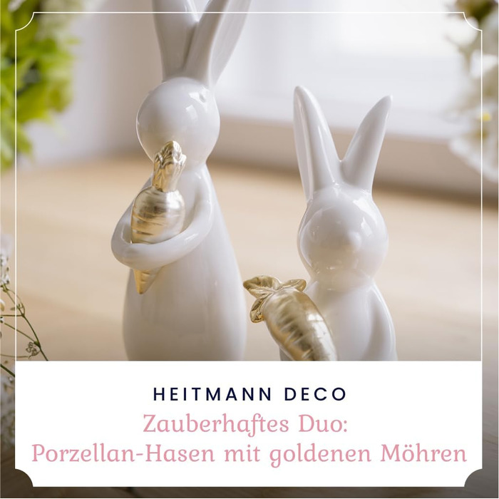 Набір декоративних елементів Heitmann керамічна пасхальна прикраса під порцеляну, для встановлення, біла, приблизно 12,5 x 10,5 x 8 см (кролики з морквою)