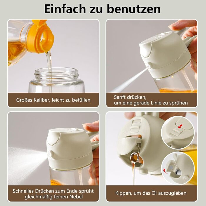 Дозатор та розпилювач олії 470 мл 2-в-1, набір 2 предмети, зелений і білий SWEET VIEW