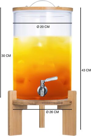 Диспенсер для напоїв зі сталевим краном з бамбуковою підставкою 8 л Dimono