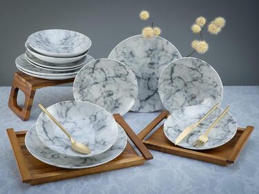 Набір тарілок на 4 персони, 12 предметів, Home Marble Creatable