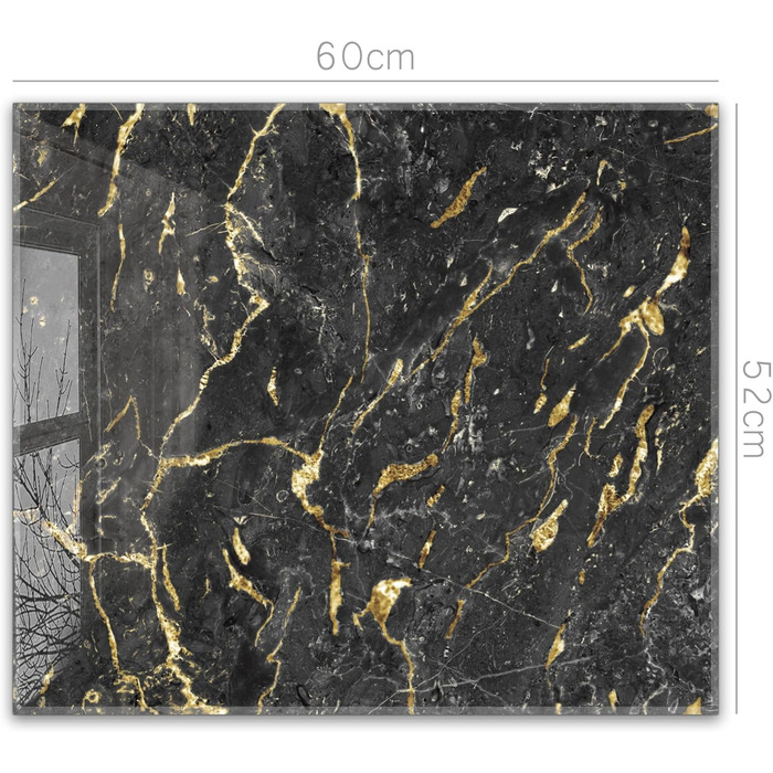 Фартух для плити timalo, настінна раковина, кухонний фартух, скляний вигляд Акрилове скло 2 мм Скляний фартух, акрилові скляні кухонні панелі, захисна панель для фартуха Мармурове біле золото (60x52 см, 67- Мармурове чорне золото)