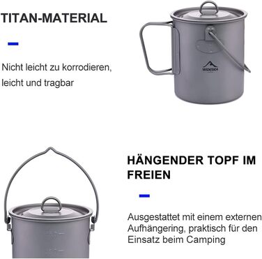 Велика чашка для кемпінгу 750 мл widesea
