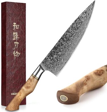 Нож поварской 21 см, дамасская сталь HEZHEN