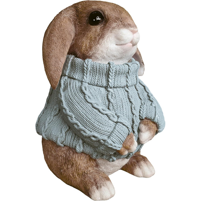 Декоративні фігурки великоднього зайчика у светрі світло-блакитні colourliving