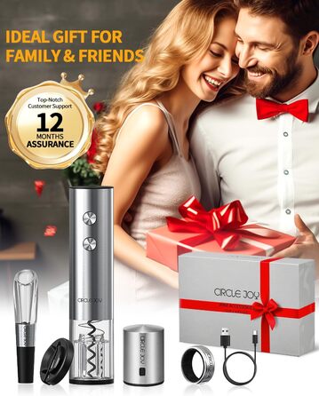 Електричний акумуляторний відкривач для вина з ножем для фольги 5-в-1 CIRCLE JOY