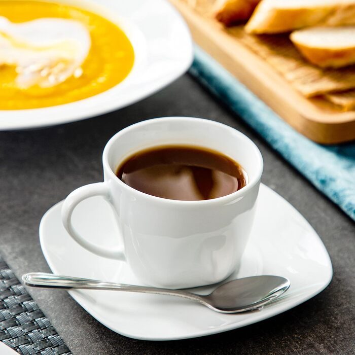 Серія Elisa, 12-предметний кремовий порцеляновий кавовий набір, кавові чашки та блюдця на 6 осіб для кави, чаю, десертів (білий, набір столового посуду (30 предметів))