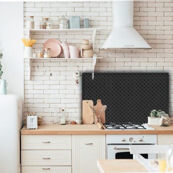 Дизайнерський кухонний бризкозахисний екран з алюмінієвого композиту, кухонний фартух, товщина 3 мм, 60x100 см, (ребристий листовий метал чорного кольору)