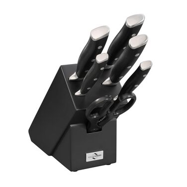 Набір ножів Kchenprofi PRIMUS CLASSIC, 7 предметів, включаючи універсальні ножиці, міцна дерев'яна підставка чорного кольору, універсальний тримач для ножів, набір кухонних ножів ніж для хліба, ніж для м'яса, ніж для овочів