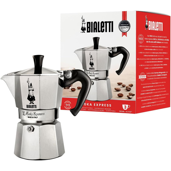 Кофеварка гейзерная 130 мл на 3 чашки Moka Express Bialetti