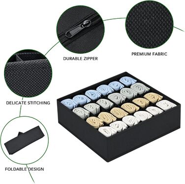 Органайзер для одягу на 24 відділення, набір 4 предмети, чорний Homsorout